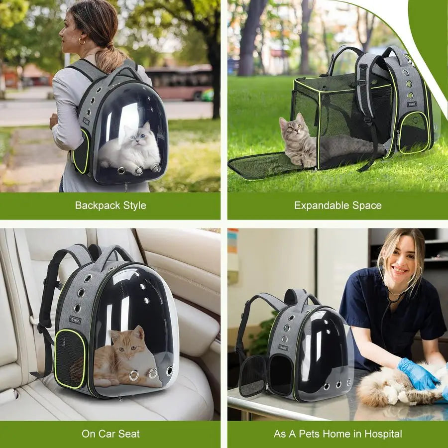 Cat Bubble Backpack Carrier Expandable Large Space Cat Backpack for Kitty and Small Dogs up to 18lbs,