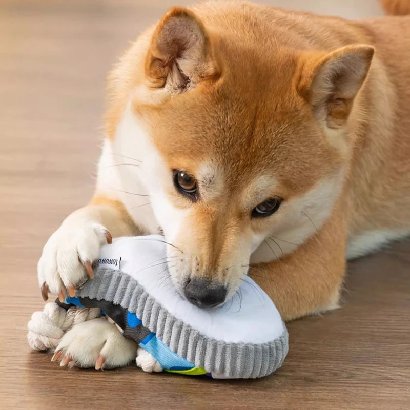 Dog Squeak Toy Teeth Grinding Bite Resistant Slippers Shape Puppy Chew Toy ,