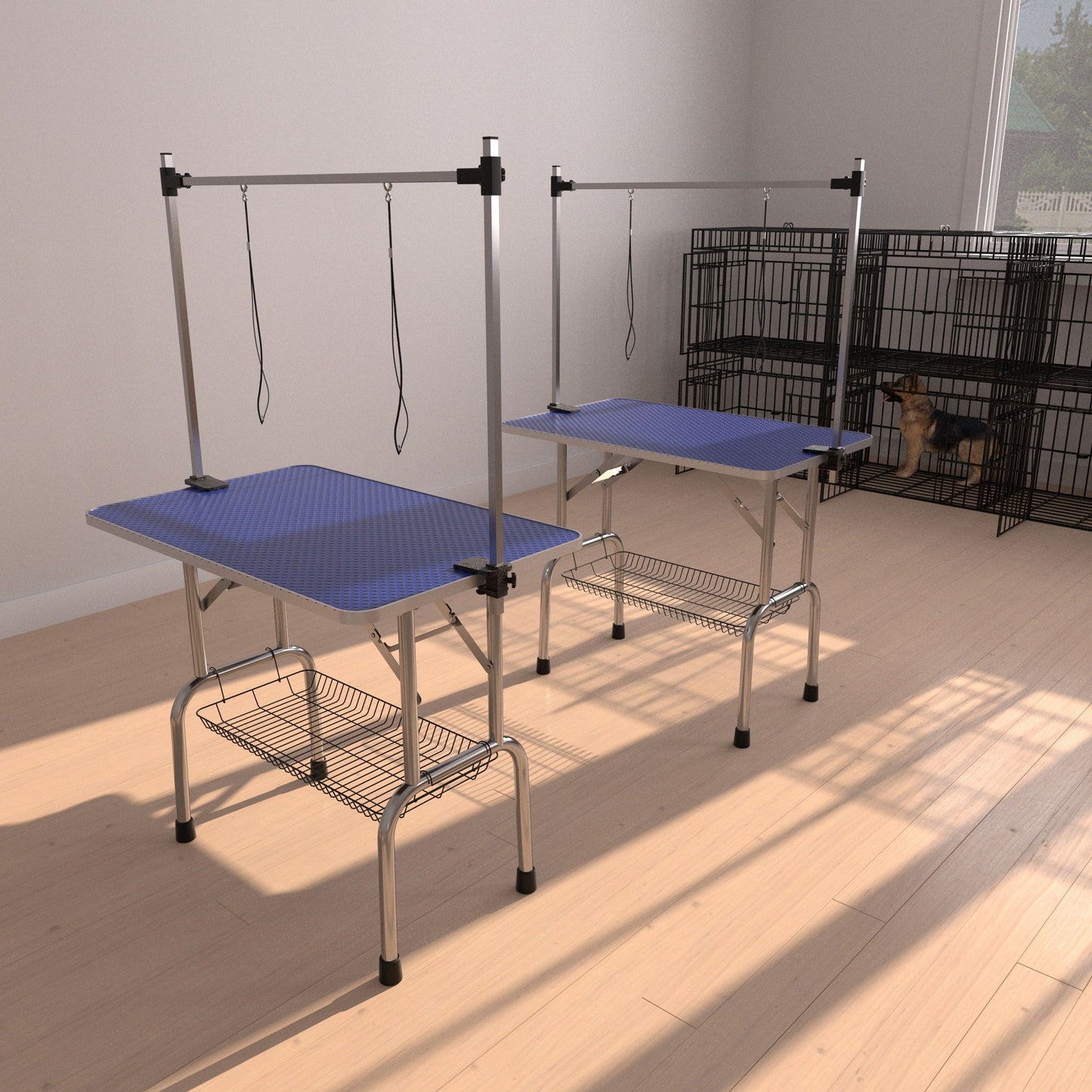 Large Size Grooming Table For Pet Dog And Cat With Adjustable Arm And Clamps Large Heavy Duty Animal Grooming Table - Blue