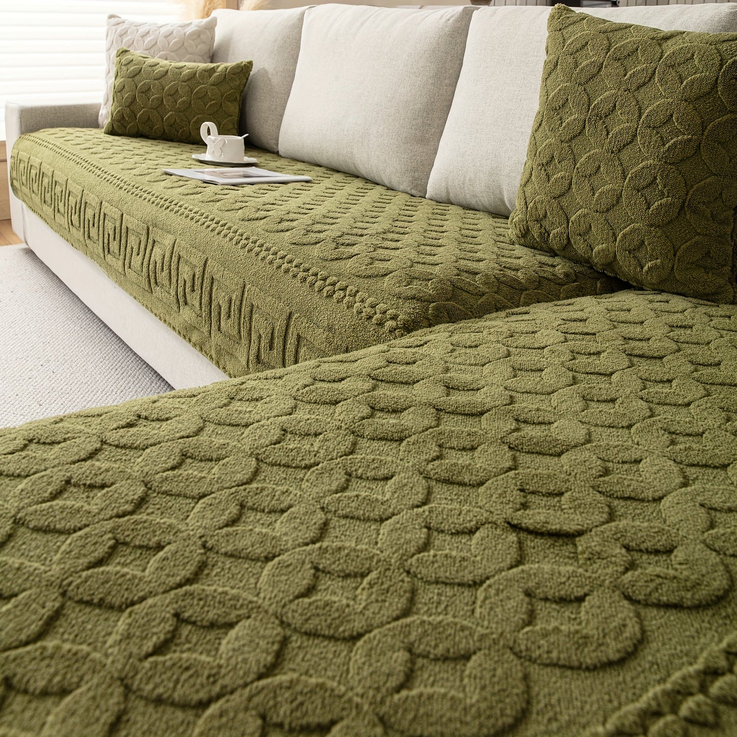 L Shape Couch Cover – Heavy Duty Waterproof Couch Cover for Dogs, Stylish Green Sofa Protector