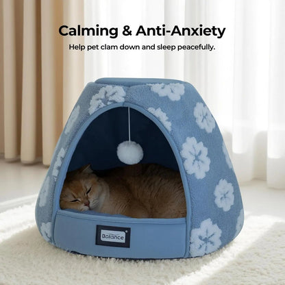 2-in-1 Plush Cat Cave Bed & Tent – 19-Inch