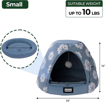2-in-1 Plush Cat Cave Bed & Tent – 19-Inch