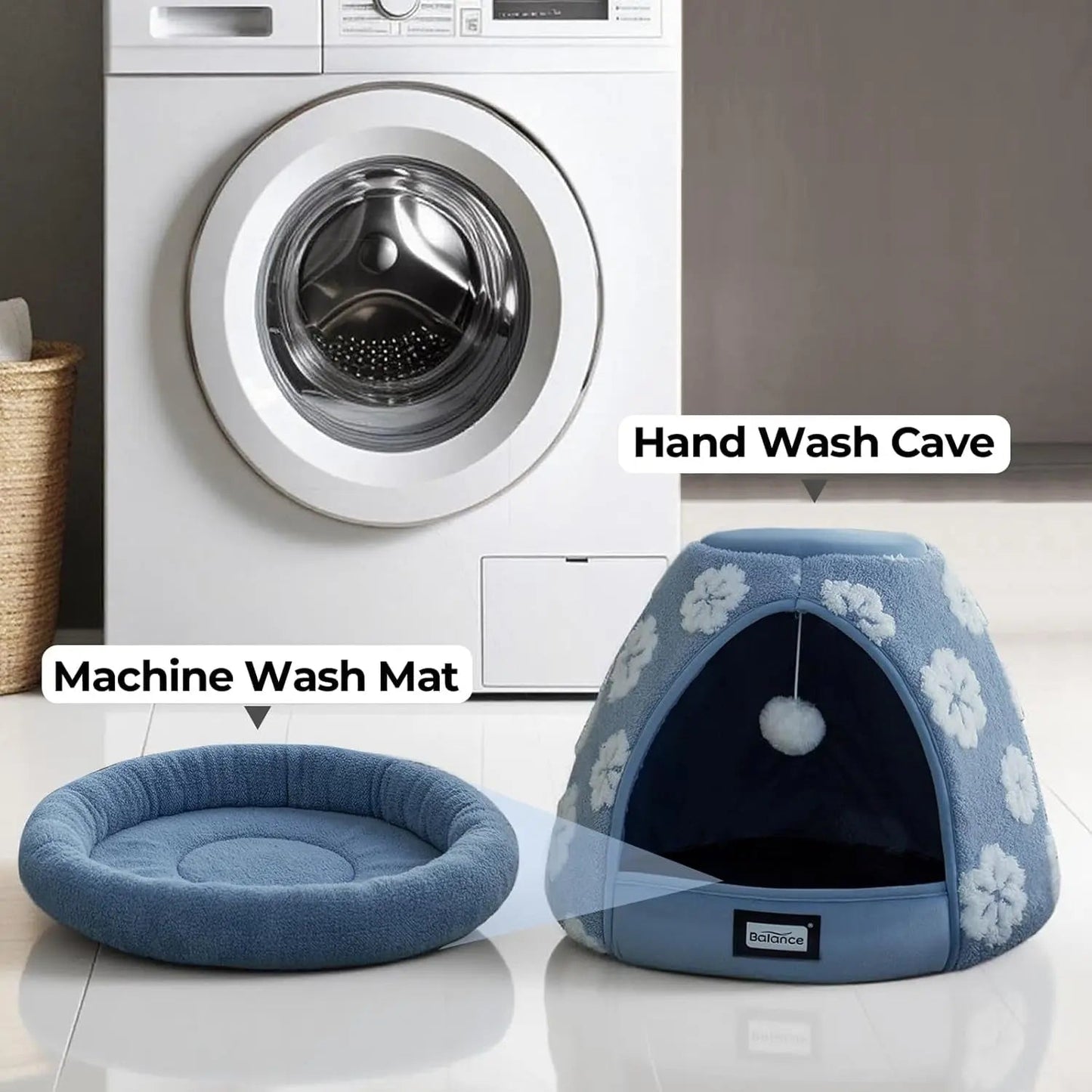 2-in-1 Plush Cat Cave Bed & Tent – 19-Inch