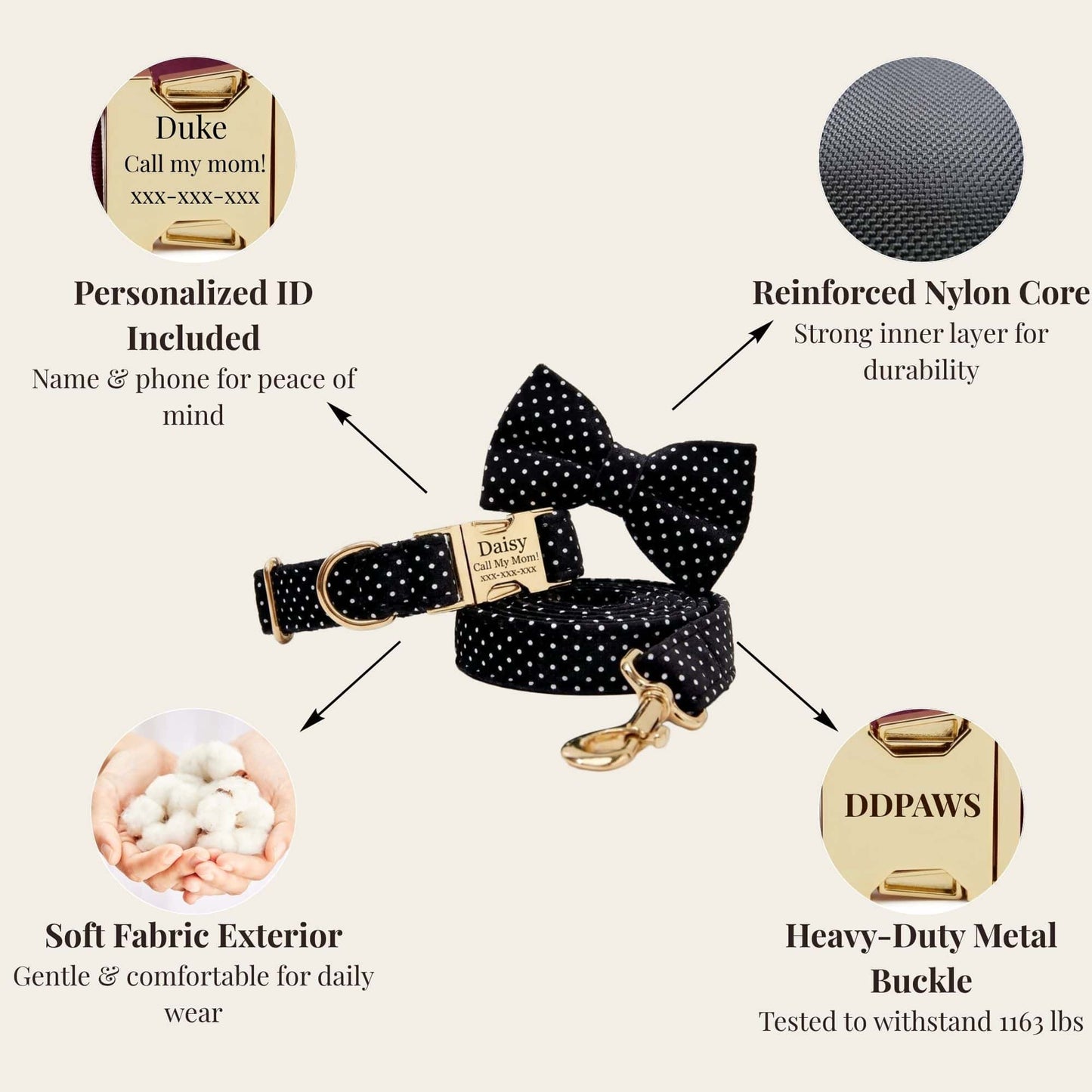 Black Polka Dot Print Set