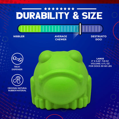 Bull Frog Dog Chew Toy & Treat Dispenser - USA Made | SodaPup