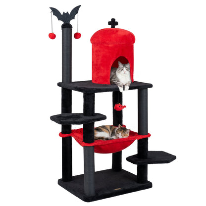51" Gothic Multi-Level Cat Tree with Spider Toy & Hammock
