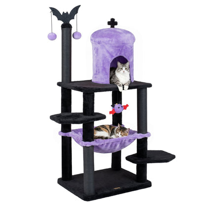 51" Gothic Multi-Level Cat Tree with Spider Toy & Hammock