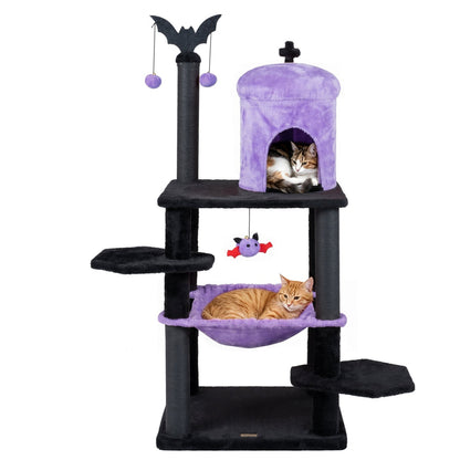 51" Gothic Multi-Level Cat Tree with Spider Toy & Hammock