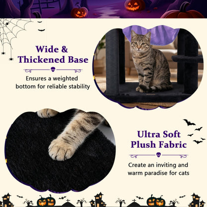 51" Gothic Multi-Level Cat Tree with Spider Toy & Hammock