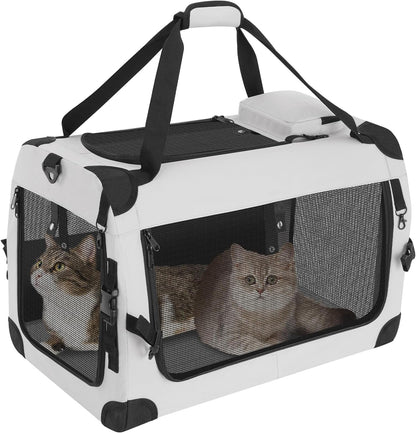 Large Cat Carrier for 2 Cats Soft Sided Travel Crate Up to 55lbs