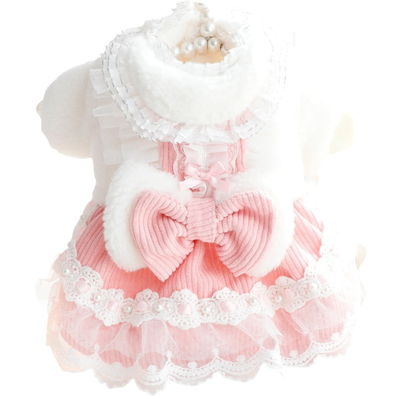 Bow-knot Lace-trimmed Small Pet Clothing