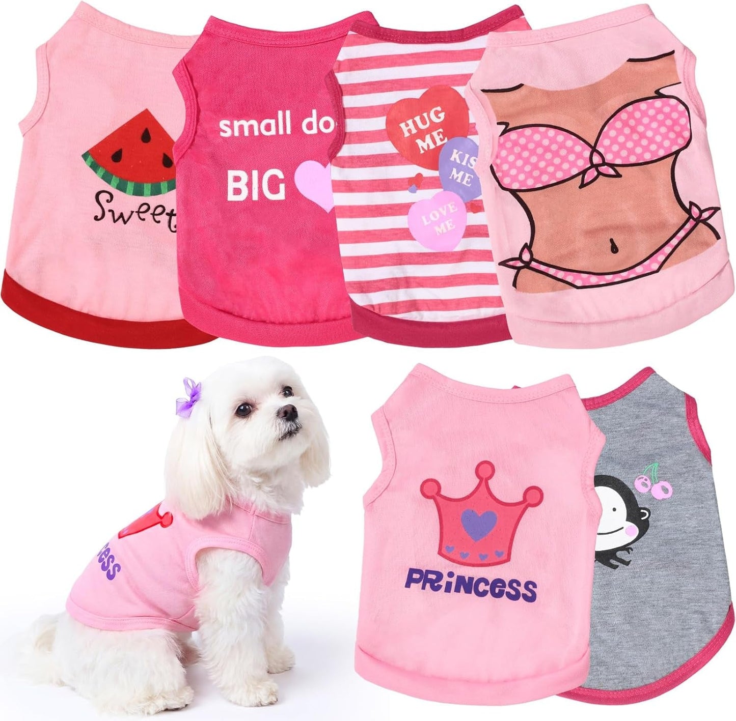 Dog Shirts 6 Pack Puppy Clothes Small Dog Vest Cute Pet Apparel Summer