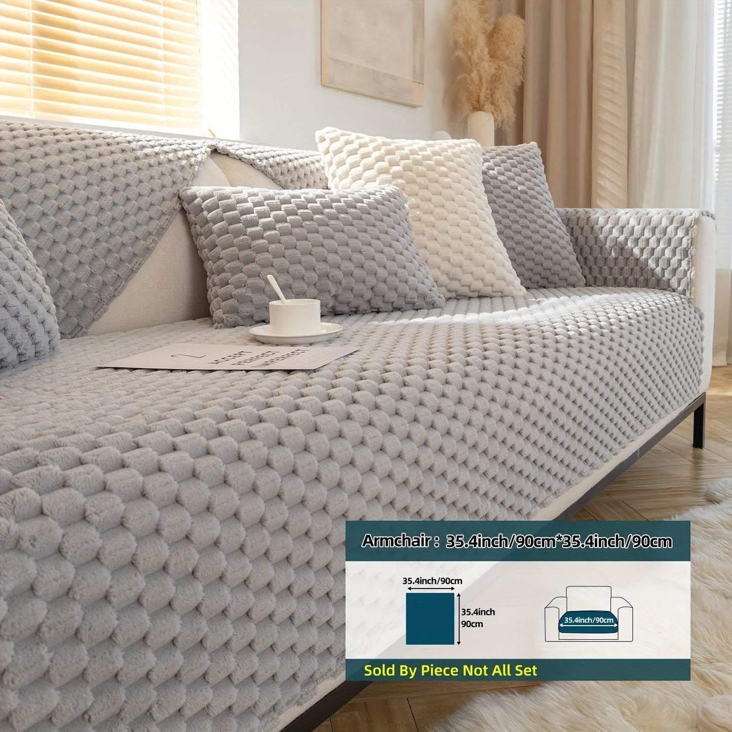 Plush Nordic Sofa Slipcover | non slip couch cover for dogs