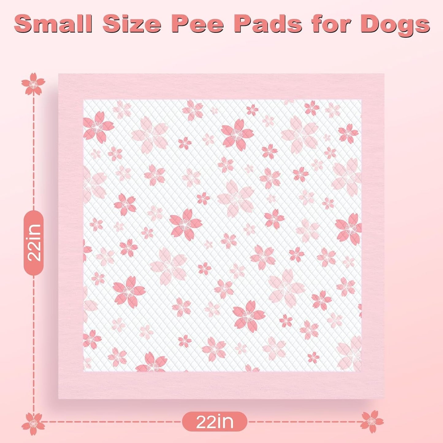 Dog & Small Pet Training Pads 22x22 Leak Proof Quick Dry 50 Count Pink