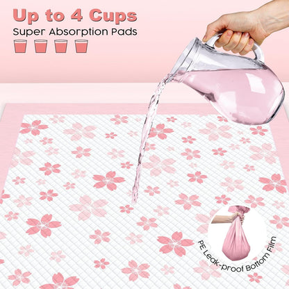 Dog & Small Pet Training Pads 22x22 Leak Proof Quick Dry 50 Count Pink