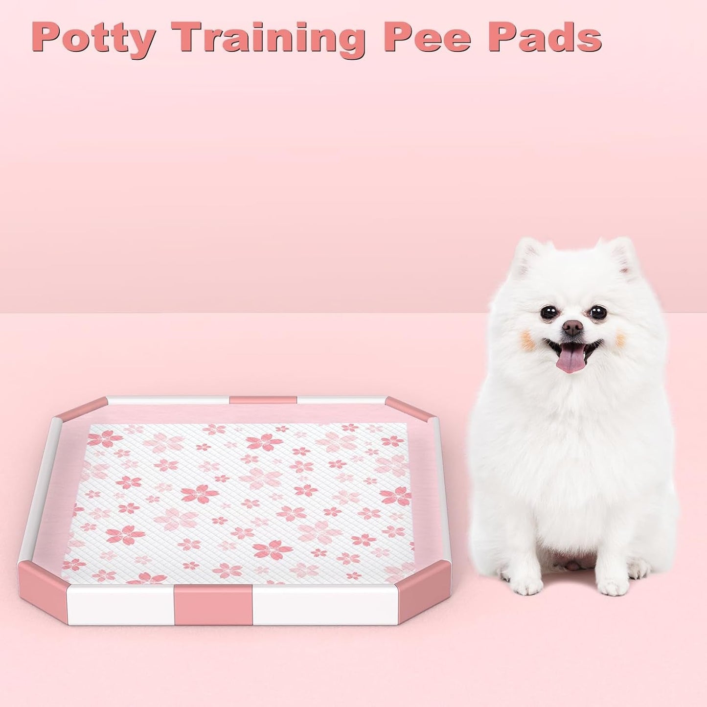 Dog & Small Pet Training Pads 22x22 Leak Proof Quick Dry 50 Count Pink