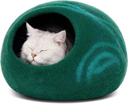 Eco-Friendly Cat Cave Bed – Handmade 100% Merino Wool Felt Hideout for Cats & Kittens