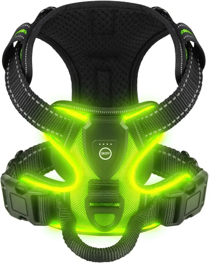 Rechargeable LED No-Pull Dog Harness Vest for Night Safety