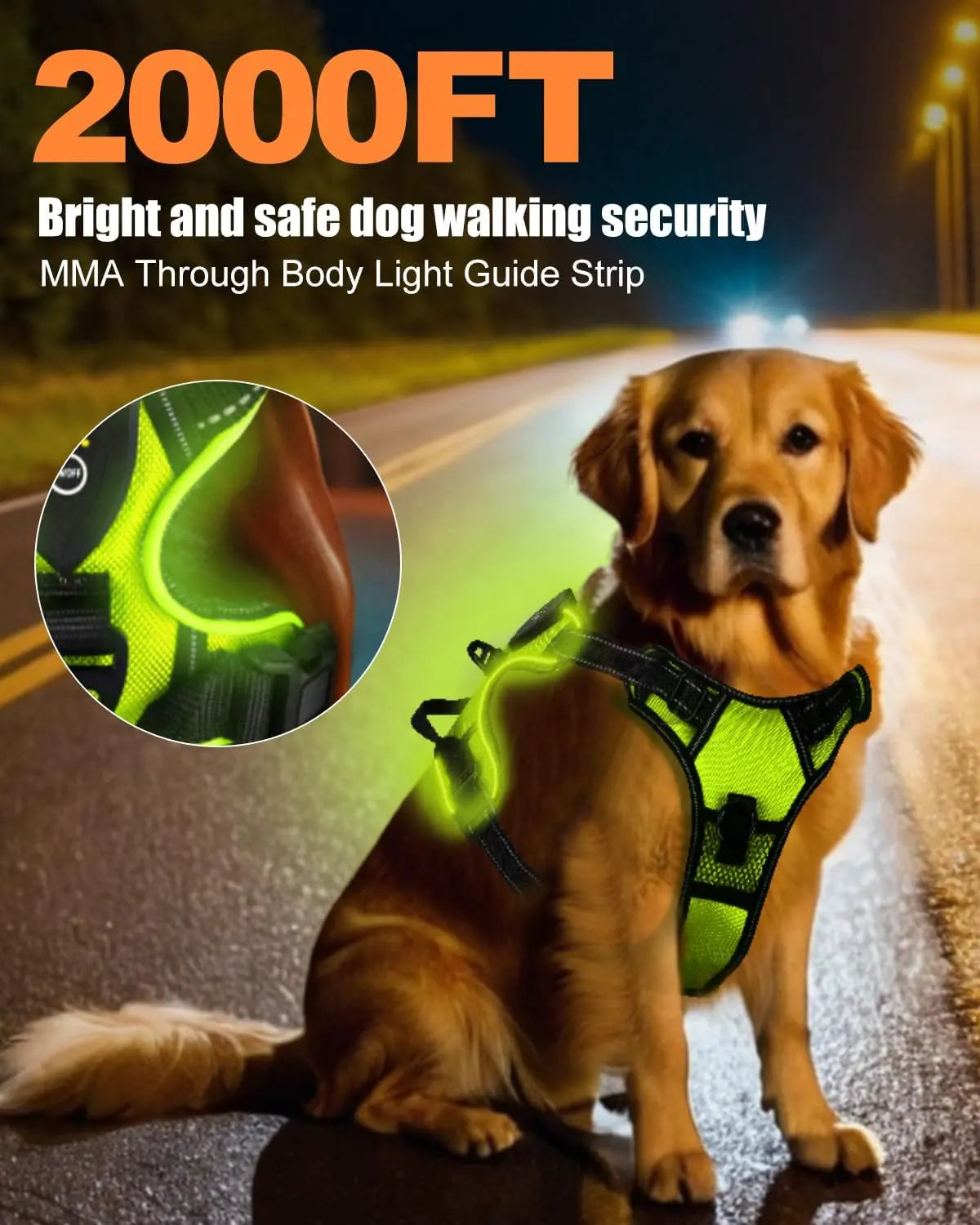 Rechargeable LED No-Pull Dog Harness Vest for Night Safety