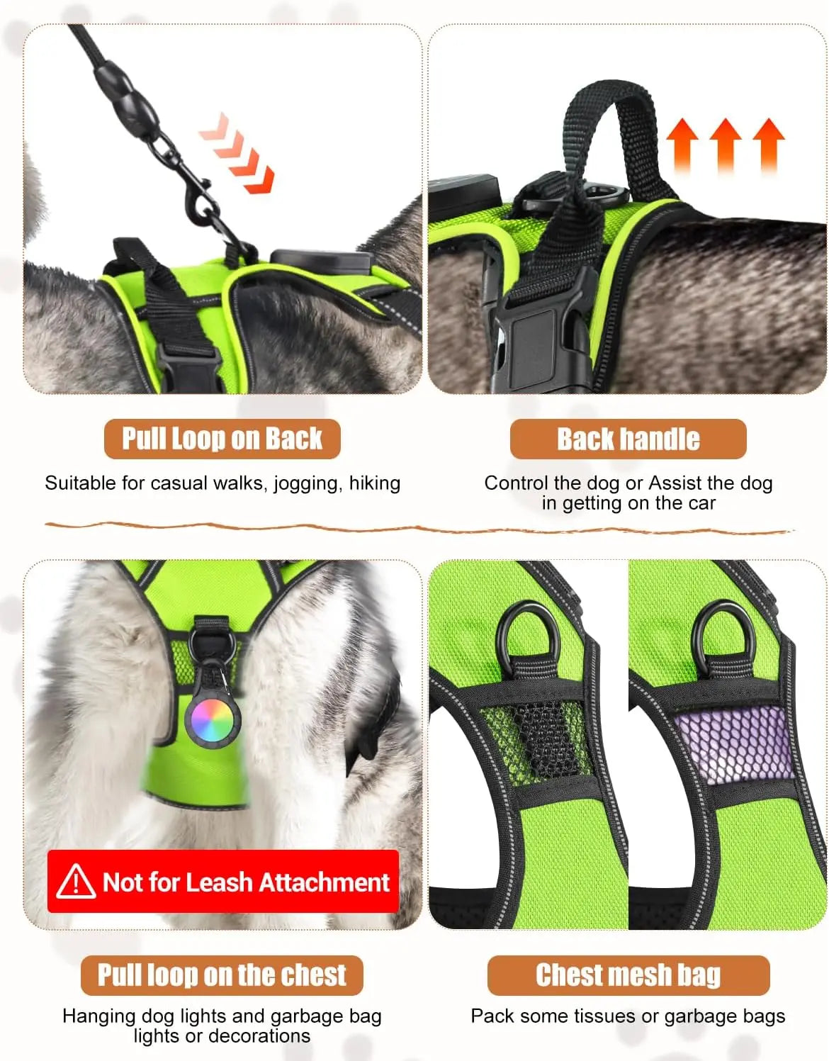 Rechargeable LED No-Pull Dog Harness Vest for Night Safety