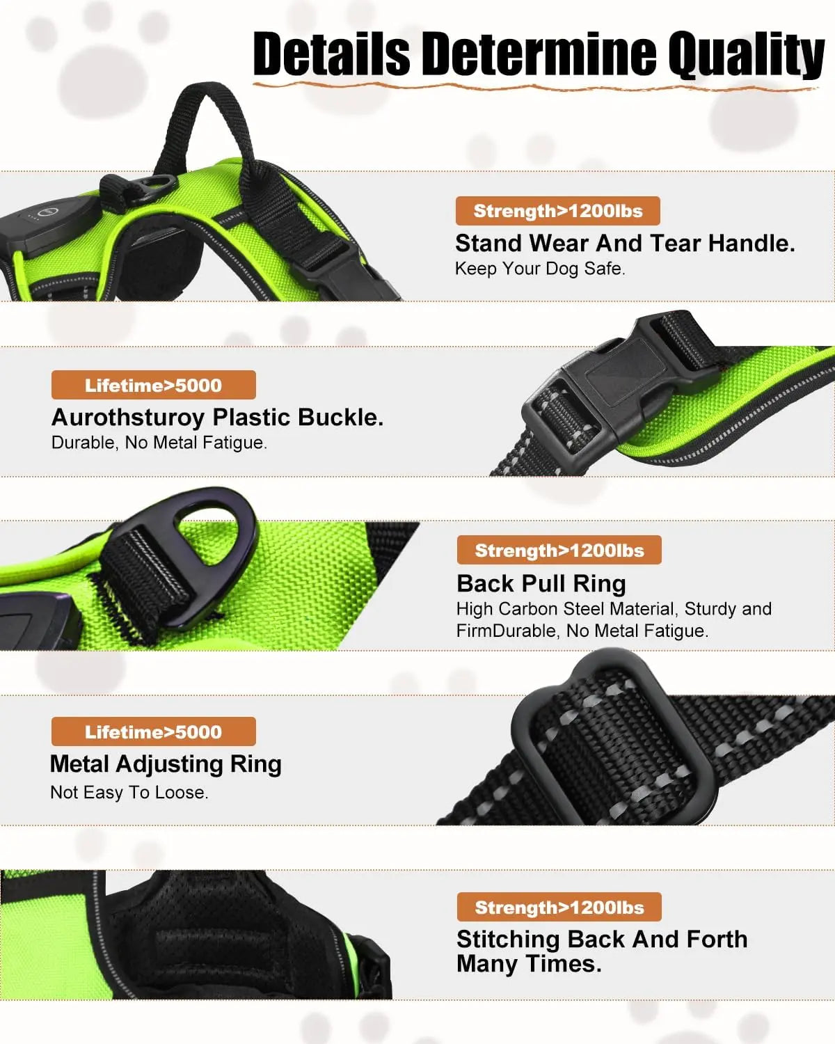 Rechargeable LED No-Pull Dog Harness Vest for Night Safety