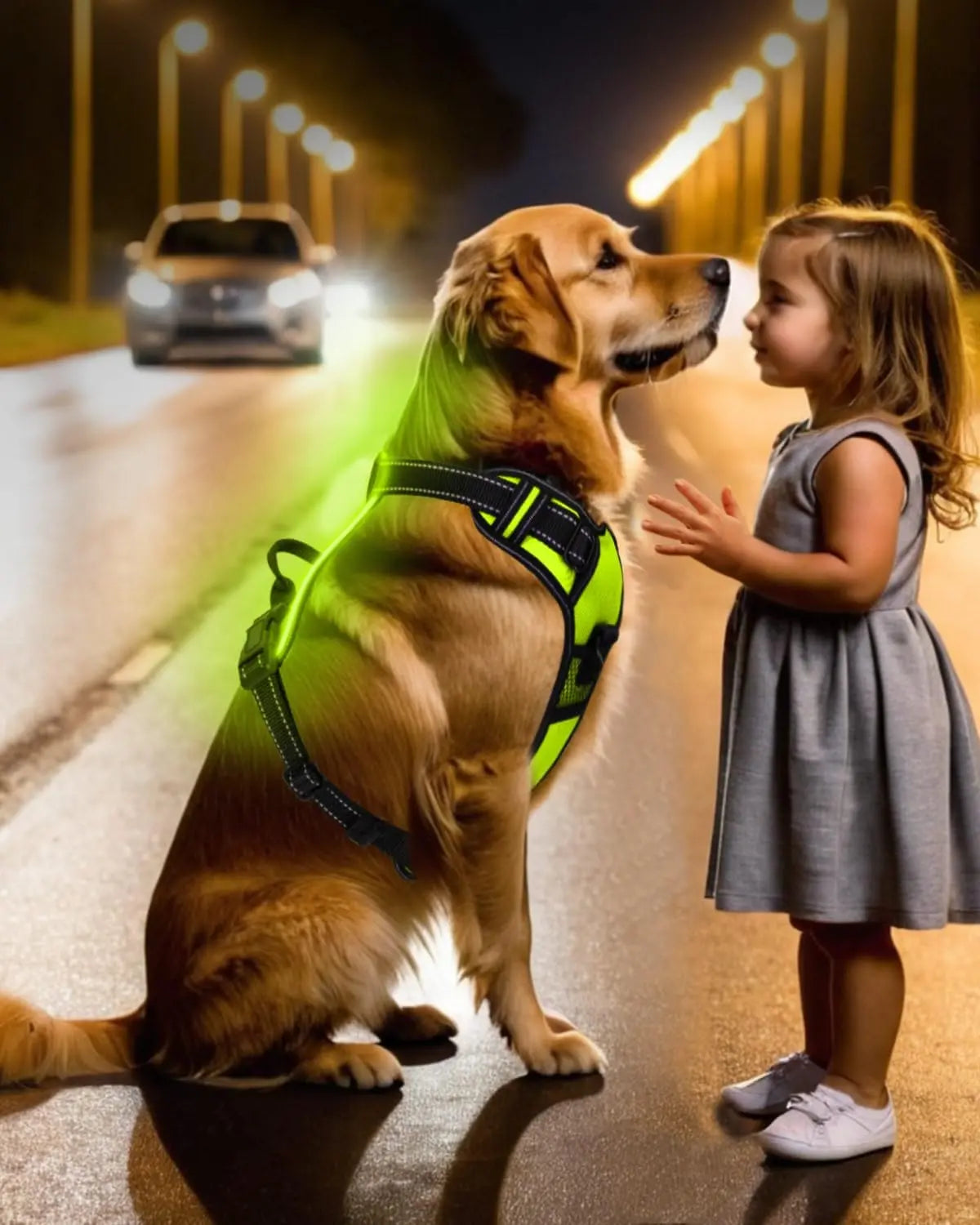 Rechargeable LED No-Pull Dog Harness Vest for Night Safety