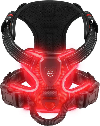 Rechargeable LED No-Pull Dog Harness Vest for Night Safety
