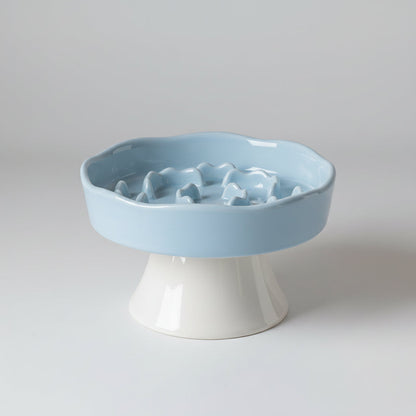 Ceramic Elevated Slow Feeder Bowl