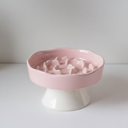 Ceramic Elevated Slow Feeder Bowl