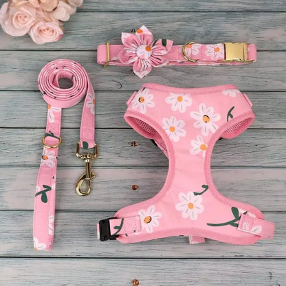 Cute Girl Dog Collars, Harnesses amd leashe  Adjustable Dog Collar and Leash Set with Soft Mesh .