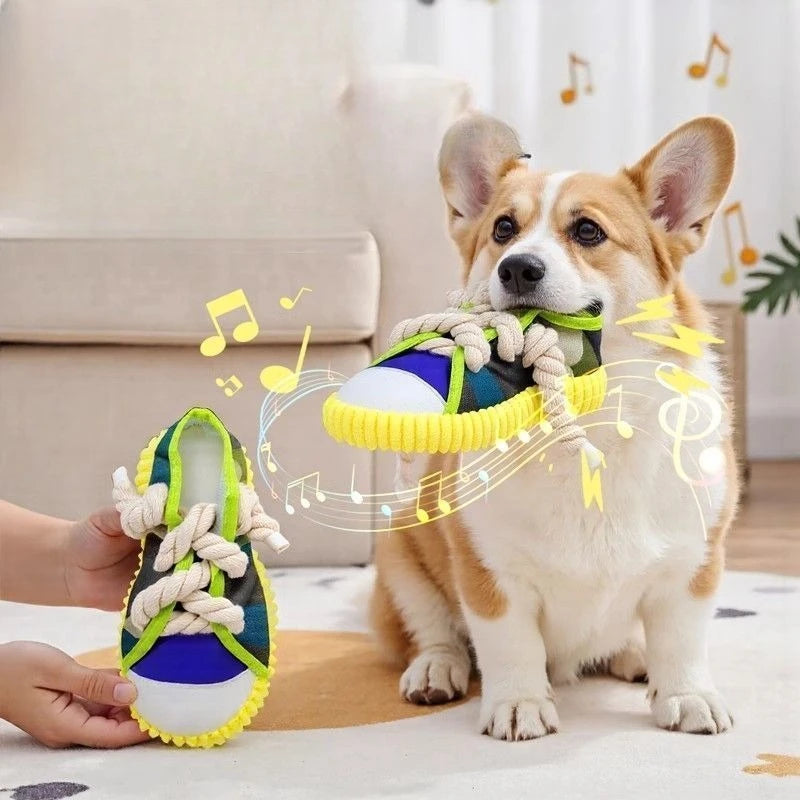 Dog Squeak Toy Teeth Grinding Bite Resistant Slippers Shape Puppy Chew Toy ,