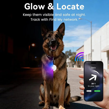 2-in-1 GPS Tracker & Dog Light - Smart Tracking Pet LED Light for iOS Only - Rechargeable,  Waterproof Dog Collar Light.