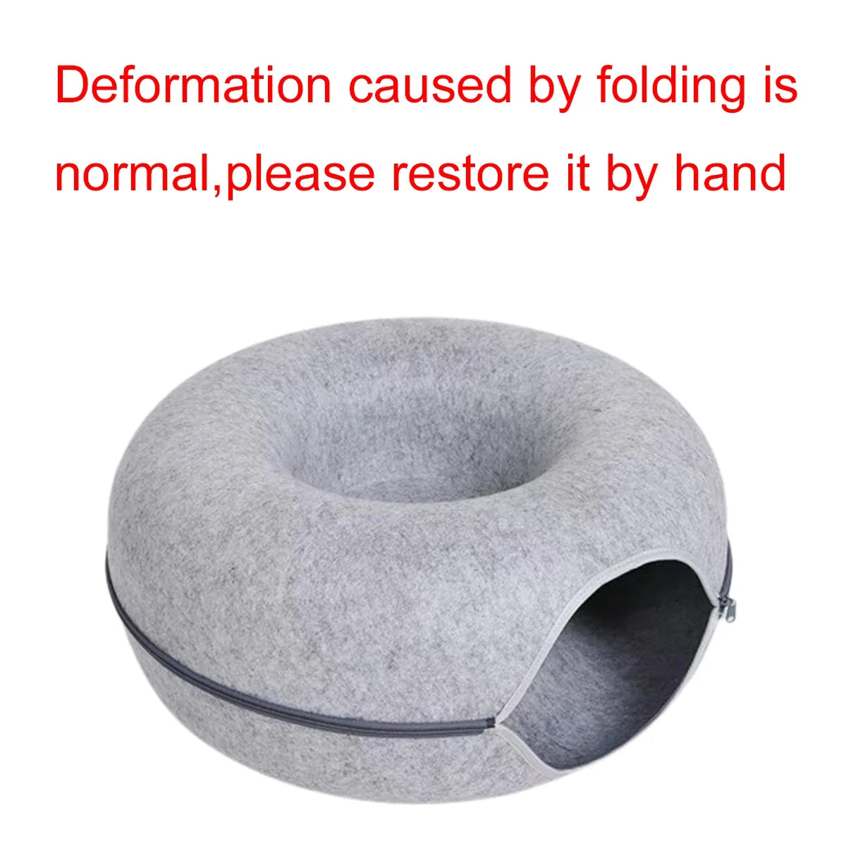 Felt Donut Cat Bed | 2-in-1 Cat Tunnel Bed & Hideout