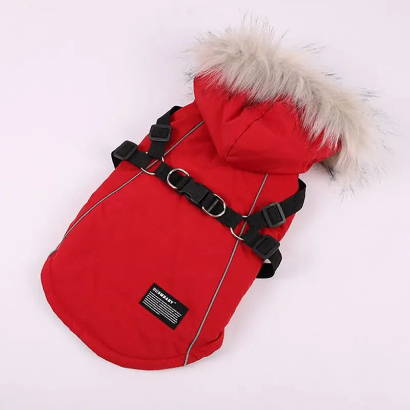 Winter Pet Dog Jacket With Harness War,  Waterproof Hooded Coat for Small Medium Dogs .