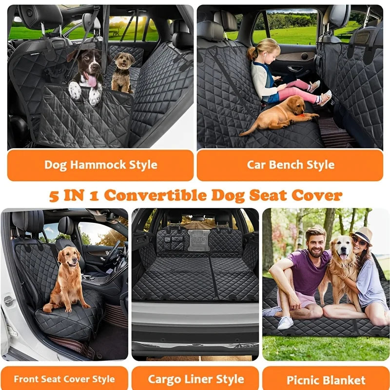 Pet Car Seat Cushion 5-in-1 Convertible Dog Car Seat Cover For Rear Seat 60/40 Split .