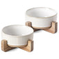 Ceramic pet bowls for Medium Small pets 4 Cup with Wood Stand,