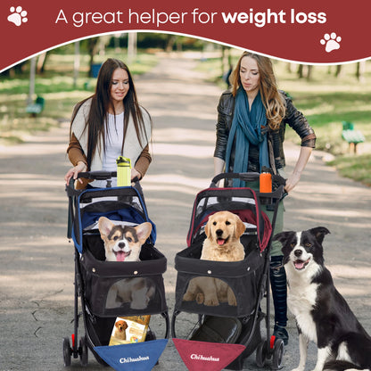Pet Stroller For Small Medium pets  3 Wheels Foldable with Breathable Mesh Canopy Pet Travel Carrier .