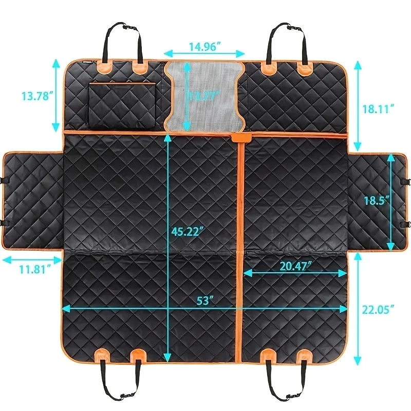 Pet Car Seat Cushion 5-in-1 Convertible Dog Car Seat Cover For Rear Seat 60/40 Split .