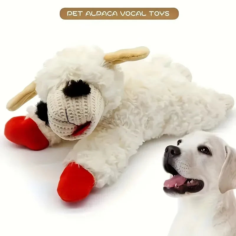 Plush Dog Toys With Squeaky Lamb Lying Sheep,