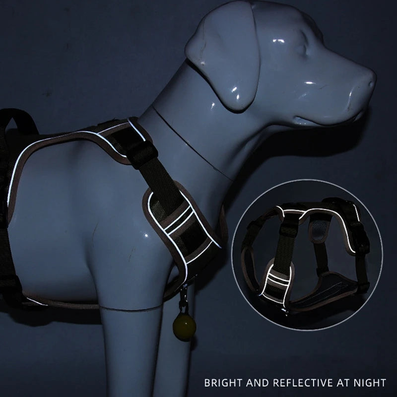 Dog Harness Reflective Midium Large Dogs Tactical Vest Big 1680D Waterproof Oxford Cloth Dog Harnesses.