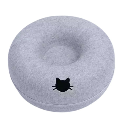Felt Donut Cat Bed | 2-in-1 Cat Tunnel Bed & Hideout