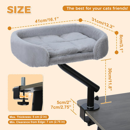 Cat Desk Bed, 360° Rotatable Cat Bed Stand for Indoor Cats, Adjustable Cat Basket.