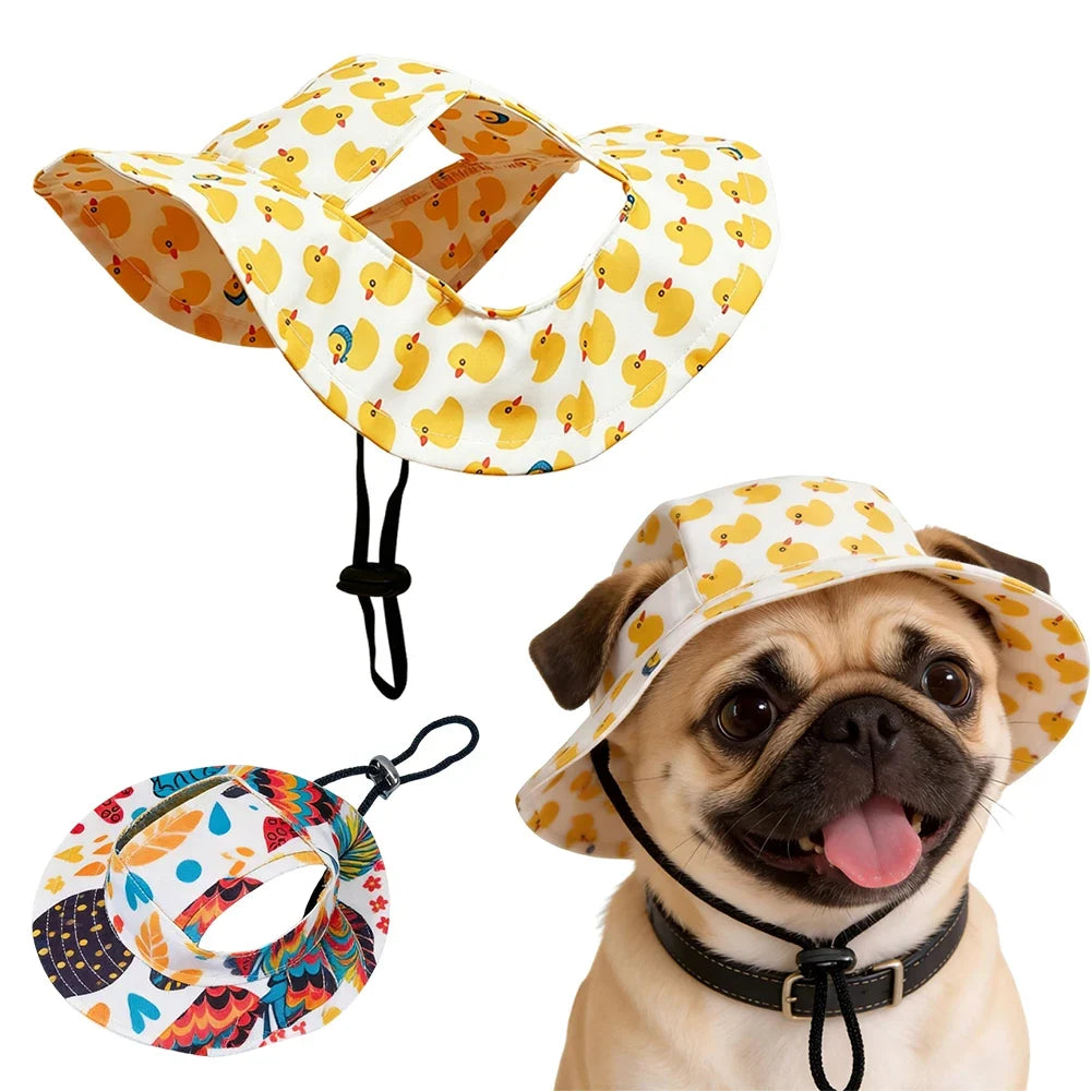 Cute Print Dog Hat for Small Medium Dogs | Adjustable Pet Cap for Pug Corgi Dachshund