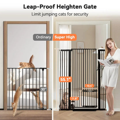 55.1" Tall Adjustable Cat Gate with Pet Door