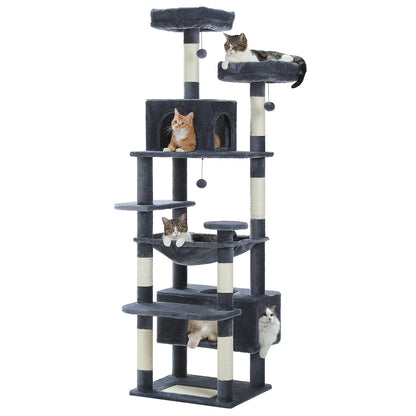 Large Cat Tree and Tower for Indoor Cats With Sisal-Covered Scratching Posts Spacious Hammock Padded Perches.