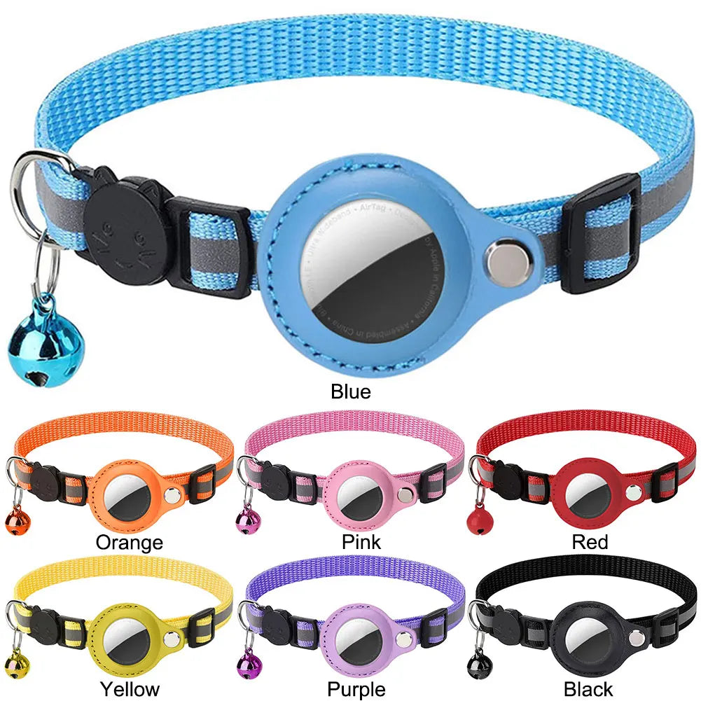For Apple AirTag Pet Collar Reflective cat collar Safety Buckle GPS Tracker Holder .