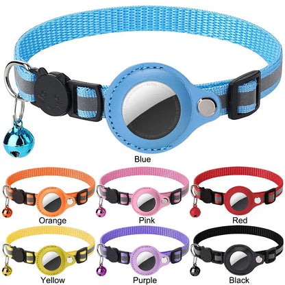 For Apple AirTag Pet Collar Reflective cat collar Safety Buckle GPS Tracker Holder .