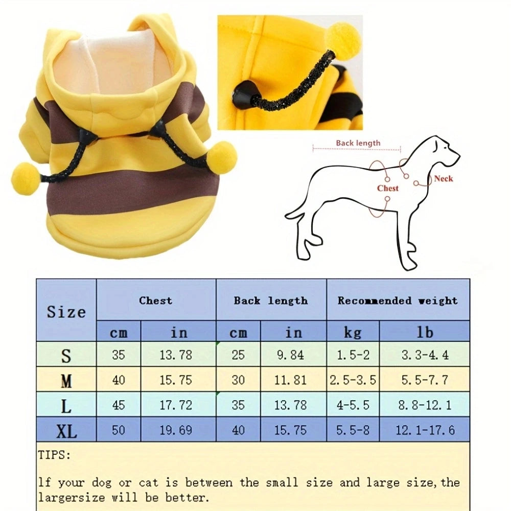 Cute Bee Costume pet Hoodie or costume.