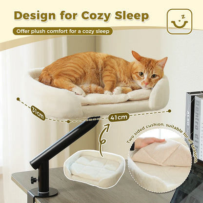 Cat Desk Bed, 360° Rotatable Cat Bed Stand for Indoor Cats, Adjustable Cat Basket.