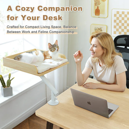 Cat Desk Bed, 360° Rotatable Cat Bed Stand for Indoor Cats, Adjustable Cat Basket.